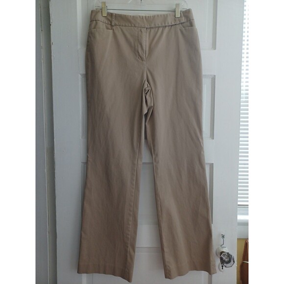 Talbots Signature boot fit khaki pants 8 cotton trouser minimalist neutral - Picture 1 of 10